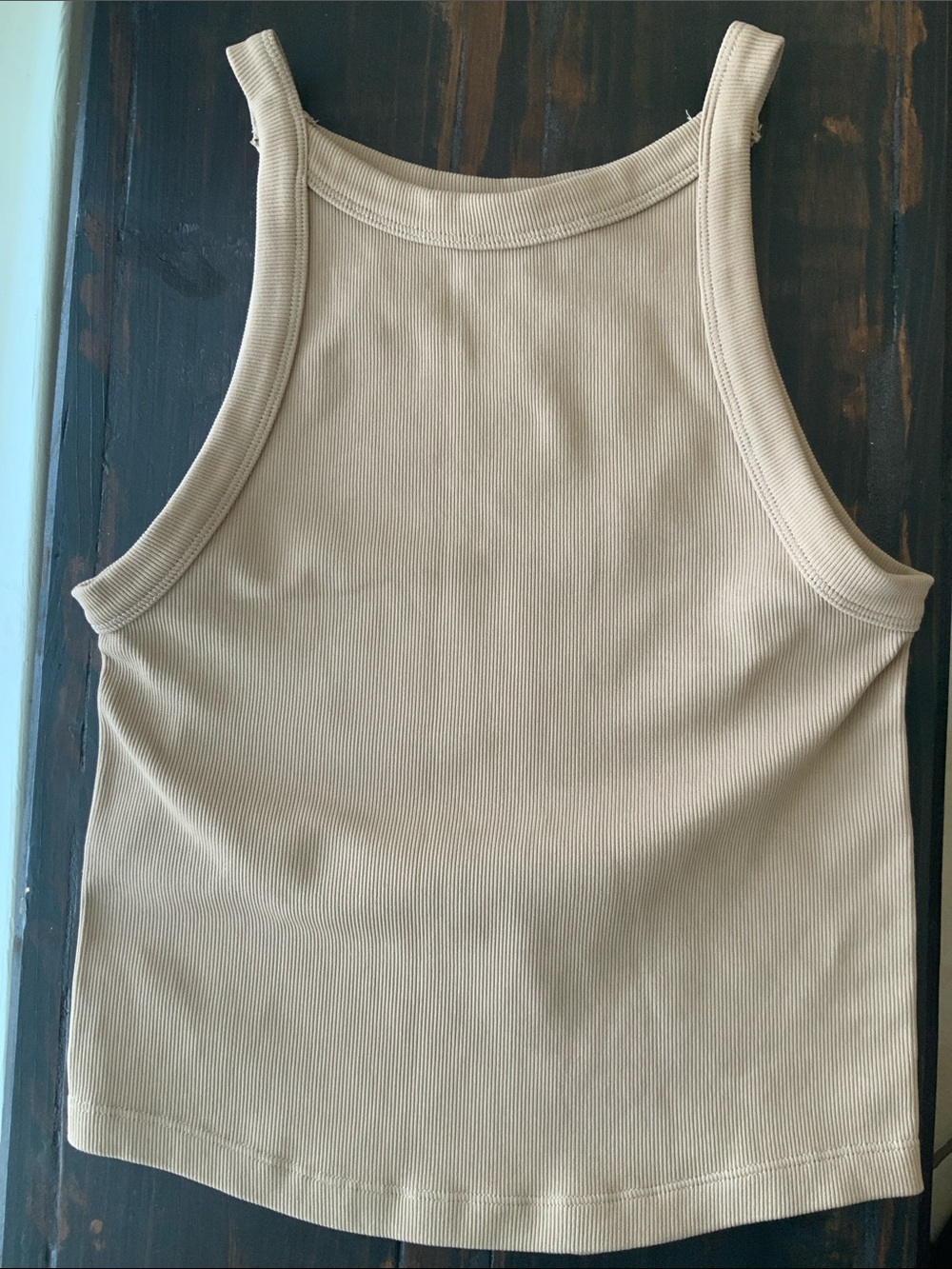 Dynamic Ribbed Tank Top in Tan - Picture 3 of 4